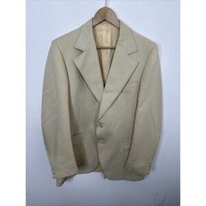 Vintage Johnny Carson Men 42L Tall Blazer Sports Coat Beige 60s 70s Polyester